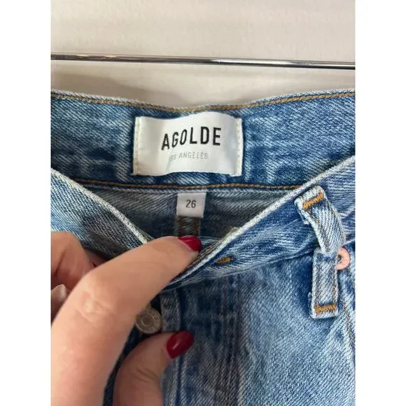 NWT Agolde Fen High Rise Relaxed Tapered Straight Cut Button Jeans Quarrel - Picture 4 of 8